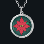 Red Poinsettia Necklace Gift Silverpläterat Halsband<br><div class="desc">Designen kommer från originalteckningen.</div>