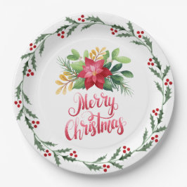 Red Poinsettia Papper Plate