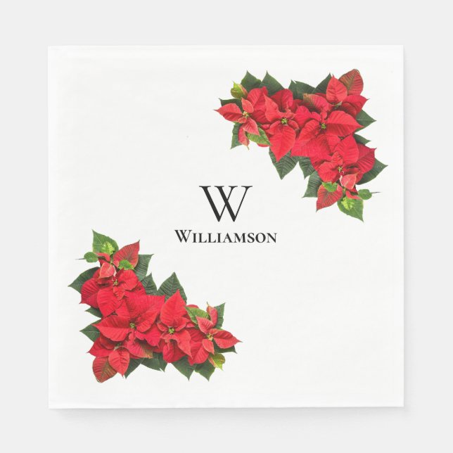 Red Poinsettia Personlig Pappersservett (Framsidan)