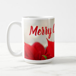 Red Poinsettia Photography Bokeh God jul Kaffemugg