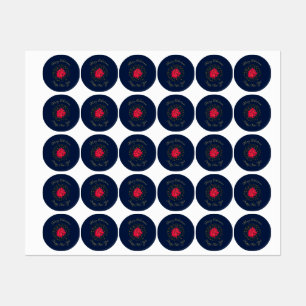 Red Poinsettia Plant on glittry Starry blå himmel Klistermärke