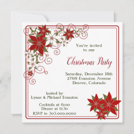 Red Poinsettia Ram jul Party Inbjudningar