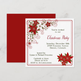 Red Poinsettia Ram jul Party Inbjudningar