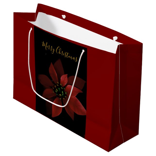 Red Poinsettia Red Large Gift Bag  (Framsidan Vinklad)