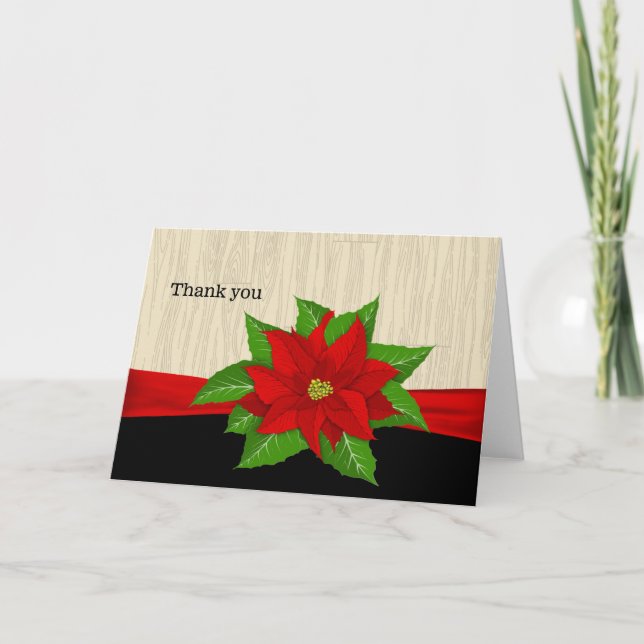 Red Poinsettia Tack Kort (Framsida)