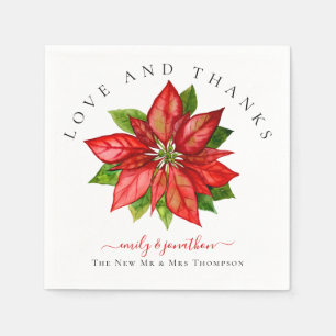 Red Poinsettia Tack Namn jul Bröllop Pappersservett