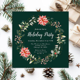 Red Poinsettia Wandeand Julfest Inbjudningar
