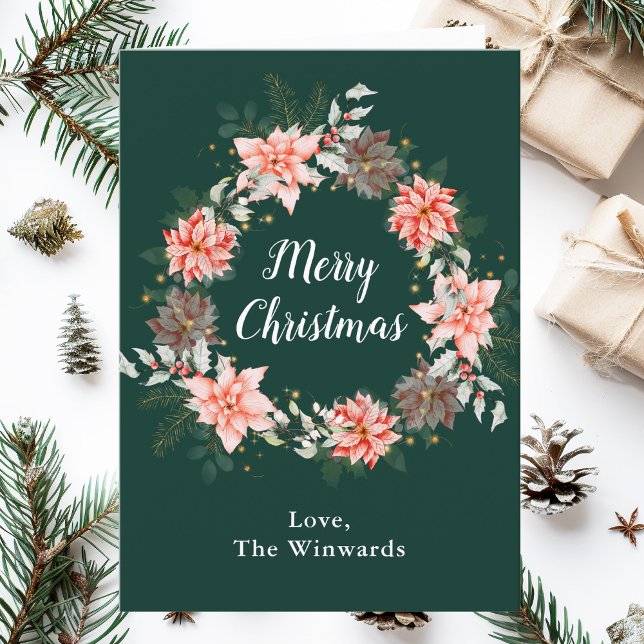 Red Poinsettia Wandeme God jul Helgkort (Skapare uppladdad)