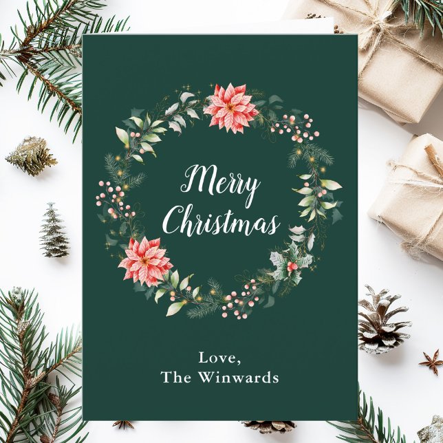 Red Poinsettia Wandeme God jul Helgkort (Skapare uppladdad)