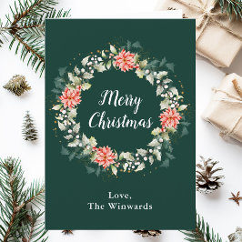 Red Poinsettia Wandeme God jul Helgkort