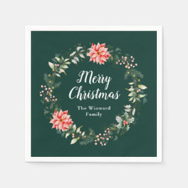 Red Poinsettia Wandeme God jul Pappersservett