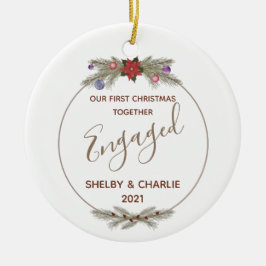 Red Poinsettia Wandetia Första julen Engagerad Julgransprydnad Keramik