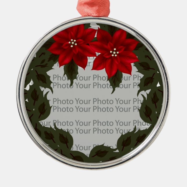 Red Poinsettia Wandetia Photo Ram Premium Ornament (Framsidan)