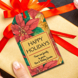 Red Poinsettias, Blommigt till jul Presentetikett