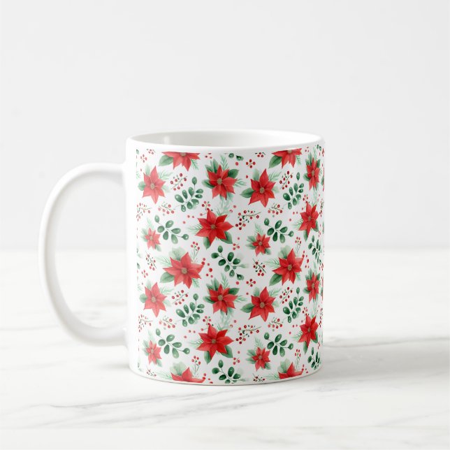 Red Poinsettias Botanias Skriv ut Kaffemugg (Vänster)