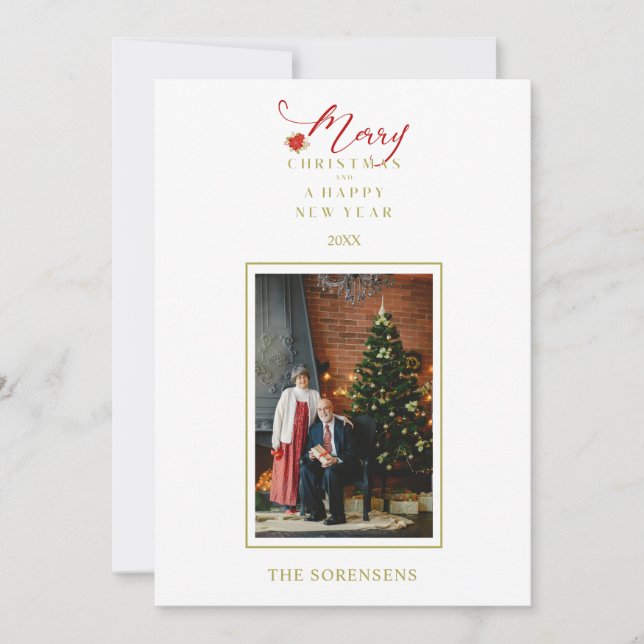 Red Poinsettias Chic God jul Photo Family (Framsida)