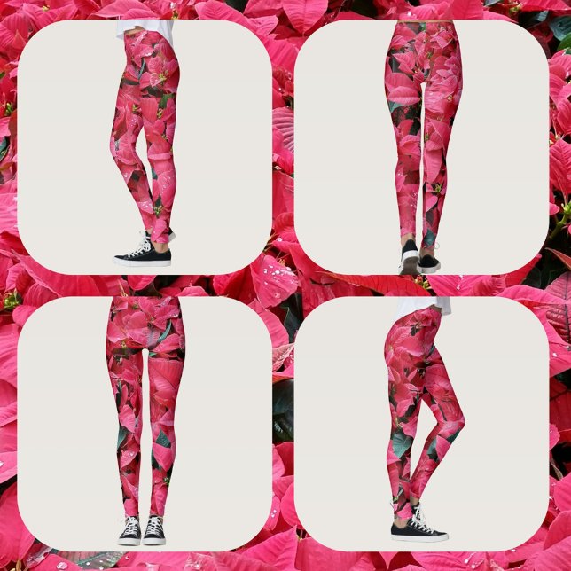 Red Poinsettias Festive Helgdag Leggings (Skapare uppladdad)