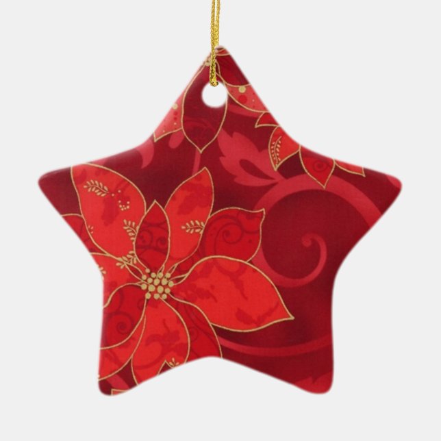 Red Poinsettias Helgdag jul Ornament (Framsidan)