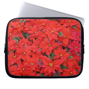 Red Poinsettias I Julens Helgdag Blommigt Photo Laptop Fodral