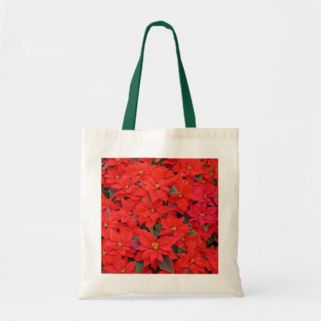 Red Poinsettias I Julens Helgdag Blommigt Photo Tygkasse (Framsidan)