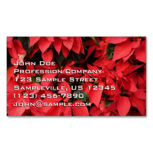 Red Poinsettias II Julens Helgdag Blommigt Magnetiska Visitkort