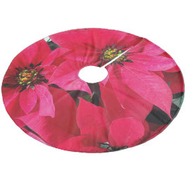 Red Poinsettias Julgransmatta Fleece