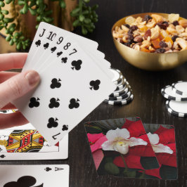 Red Poinsettias och Dam Slipper Orchid Blommigt Casinokort