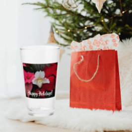 Red Poinsettias och Dam Slipper Orchid Helgdag Glaskopp