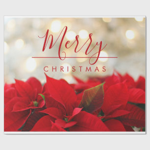 Red Poinsettias Photo God jul Typography Presentpapper