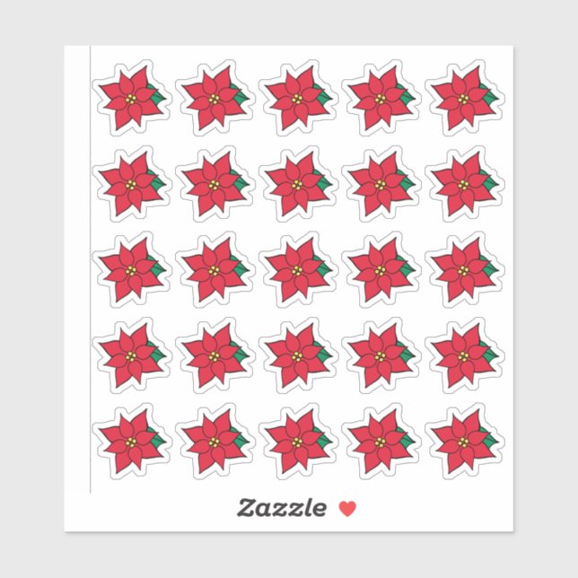 Red Poinsettias Stickers  Klistermärken (Ark)