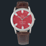 Red Poker Chip Casino ThBäste Man Gift Armbandsur<br><div class="desc">Las Vegas kasino spelade den bästa mannen/presentklockan i bröllop i ett rött och vitt poker chip tittar ansikte. Anpassa all text fält till kostym som bröllop behöver. Matchande produkter är tillgängliga.</div>