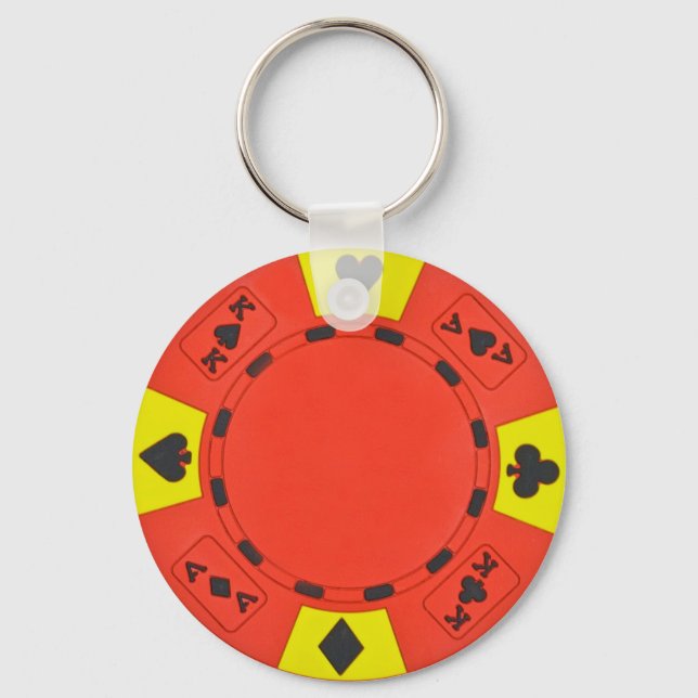 Red Poker Chip Nyckelring (Framsida)