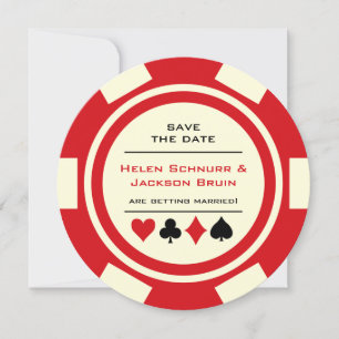 Red Poker Chip Vegas Casino Bröllop spara datum