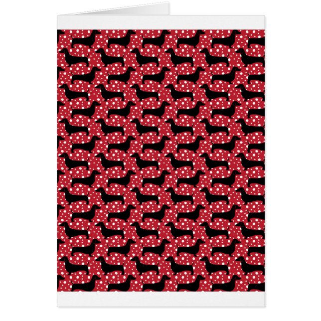 Red Polka Dachshunds Hälsningskort (Framsidan)