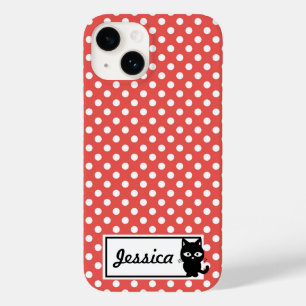 Red Polka Dot and Black Cat Personlig