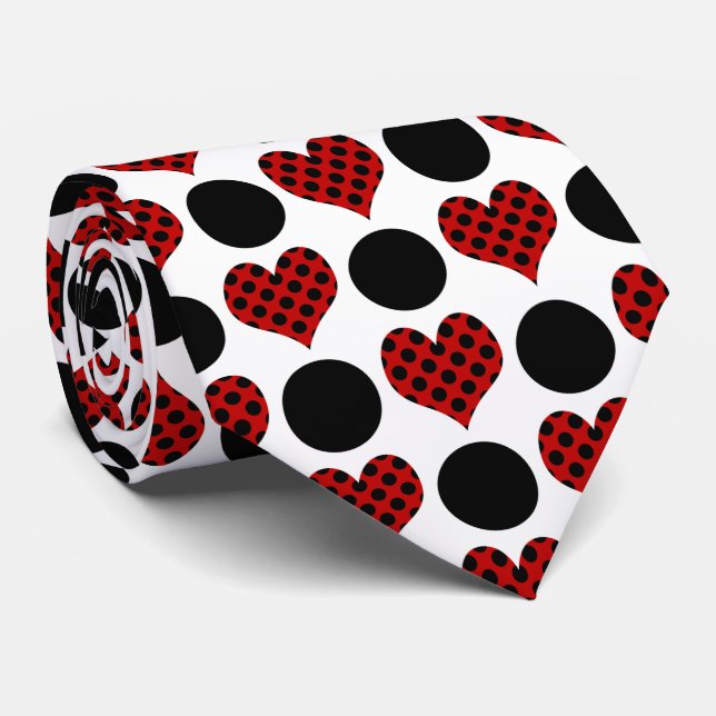 Red Polka Dot Hearts and Black Circles Mönster Slips (Rullad)