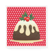 Red Polka Dot, Julpudding Napkins