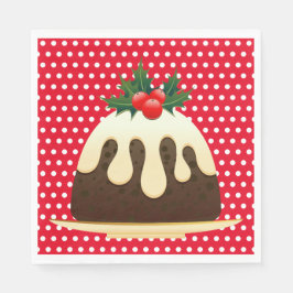 Red Polka Dot, Julpudding Napkins Pappersservett