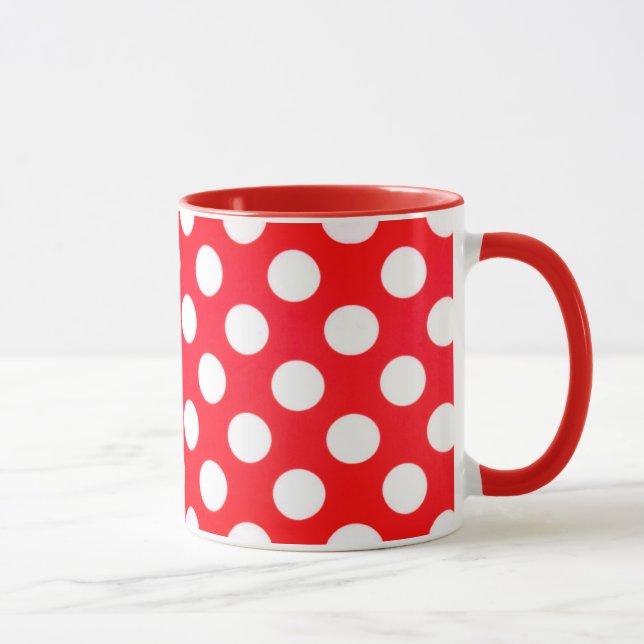 Red Polka Dot Kopp Anpassa kaffe Mugg (Höger)
