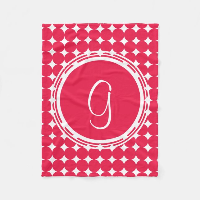 Red Polka Dot Monogram Fleecefilt (Framsidan)