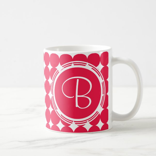Red Polka Dot Monogram Kaffemugg (Höger)