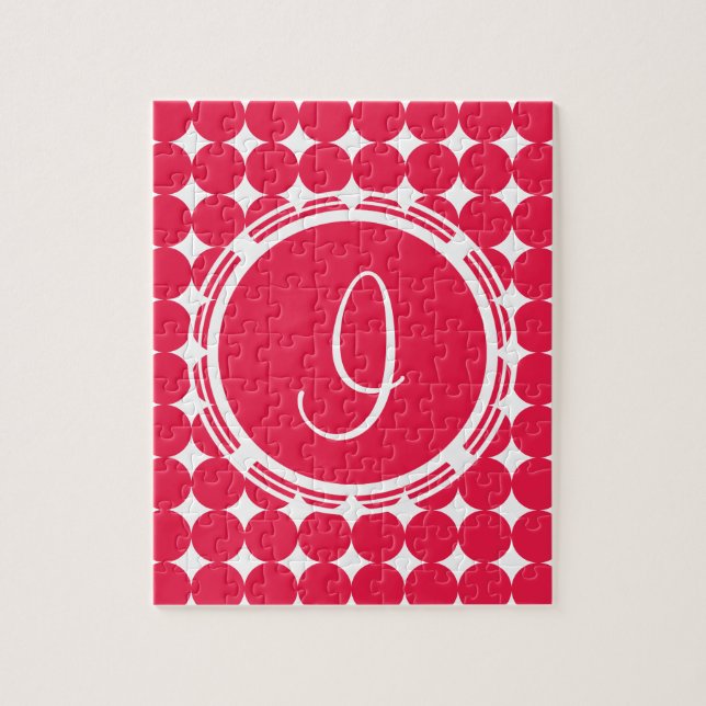 Red Polka Dot Monogram Pussel (Vertikal)