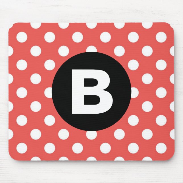 Red Polka Dot Mönster Black Monogram Musmatta (Framsidan)