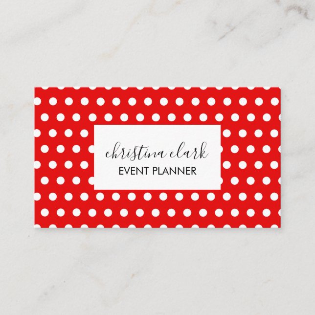 Red Polka Dot Mönster Roligt Anpassningsbar Person Visitkort (Framsida)