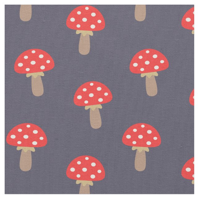 Red Polka Dot Mushrum Mönster Tyg (Närbild)