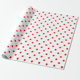 Red Polka Dot on White Large Space Wrapping Pappra Presentpapper