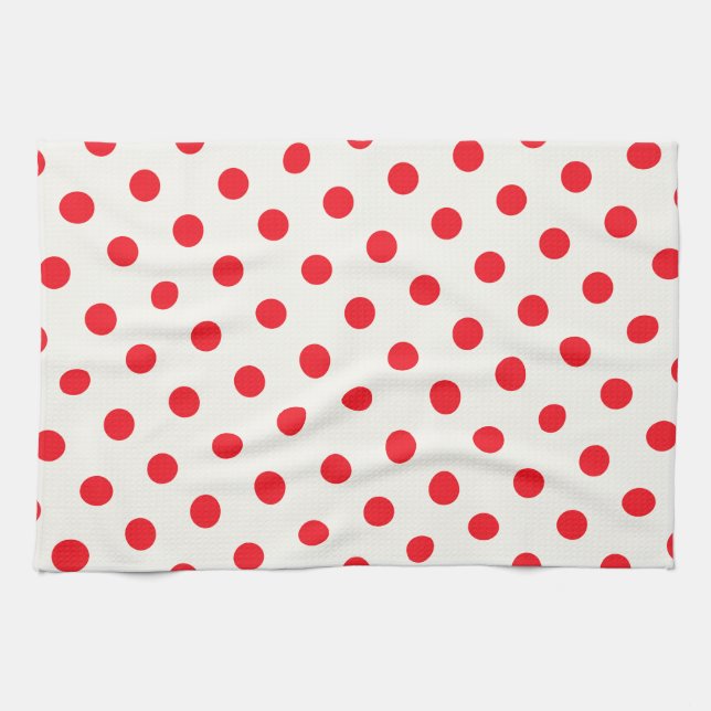 Red Polka Dot Retro Design Kökshandduk (Horisontell)