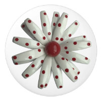 Red Polka Dot White Roligt Hippie Daisy Flower Blo
