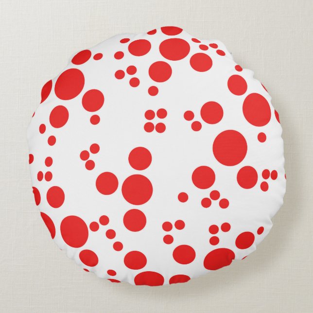 Red polka dots abstrakt art dekorativ kudde (Baksidan)