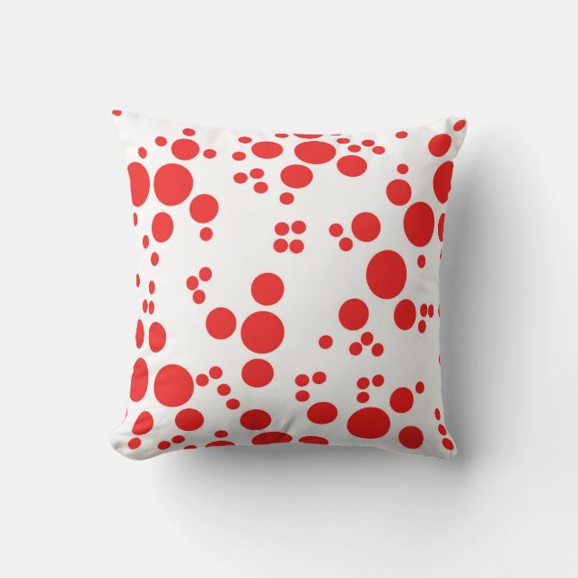 Red polka dots abstrakt art dekorativ kudde (Framsida)
